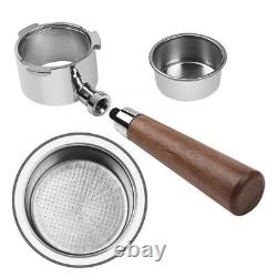 51mm New Bottomless Group Handle Portafilter 3 Ear Solid Wood With Basket