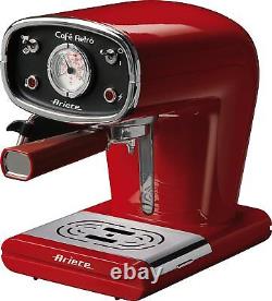 Ariete 1389/14 Vintage Espresso Coffee Machine 1 Liter Water Tank 15 bar Red