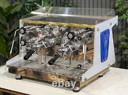 Astoria Rapallo 2 Group Espresso Coffee Machine Custom Blue & Gold Commercial