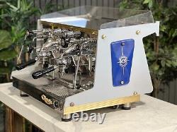 Astoria Rapallo 2 Group Espresso Coffee Machine Custom Blue & Gold Commercial