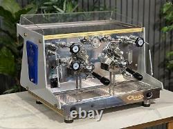 Astoria Rapallo 2 Group Espresso Coffee Machine Custom Blue & Gold Commercial