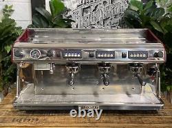 Expobar Megacrem High Cup 3 Group Espresso Coffee Machine Stainless & Red Cafe