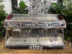 Expobar Megacrem High Cup 3 Group Espresso Coffee Machine Stainless & Red Cafe