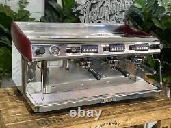 Expobar Megacrem High Cup 3 Group Espresso Coffee Machine Stainless & Red Cafe