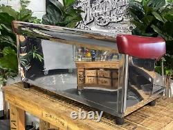 Expobar Megacrem High Cup 3 Group Espresso Coffee Machine Stainless & Red Cafe