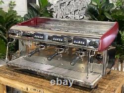 Expobar Megacrem High Cup 3 Group Espresso Coffee Machine Stainless & Red Cafe