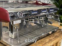 Expobar Megacrem High Cup 3 Group Espresso Coffee Machine Stainless & Red Cafe