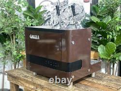 Gaggia 1979 Tell Lever 2 Group Vintage Brown Espresso Coffee Machine Commercial