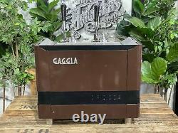 Gaggia 1979 Tell Lever 2 Group Vintage Brown Espresso Coffee Machine Commercial