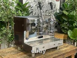 Gaggia 1979 Tell Lever 2 Group Vintage Brown Espresso Coffee Machine Commercial