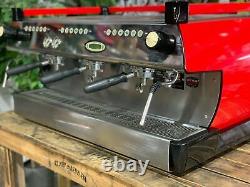 LA MARZOCCO GB5 3 GROUP CUSTOM RED w. GOLD ACCENTS ESPRESSO COFFEE MACHINE RESTA