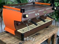 La Marzocco Gb5 3 Group Custom Orange & Brown Espresso Coffee Machine Commercial