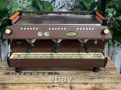 La Marzocco Gb5 3 Group Custom Orange & Brown Espresso Coffee Machine Commercial