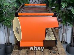 La Marzocco Gb5 3 Group Custom Orange & Brown Espresso Coffee Machine Commercial