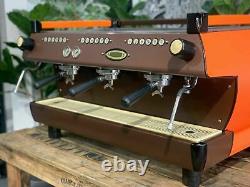 La Marzocco Gb5 3 Group Custom Orange & Brown Espresso Coffee Machine Commercial