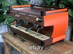 La Marzocco Gb5 3 Group Custom Orange & Brown Espresso Coffee Machine Commercial