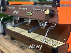 La Marzocco Gb5 3 Group Custom Orange & Brown Espresso Coffee Machine Commercial