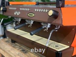 La Marzocco Gb5 3 Group Custom Orange & Brown Espresso Coffee Machine Commercial