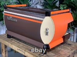 La Marzocco Gb5 3 Group Custom Orange & Brown Espresso Coffee Machine Commercial