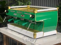 La Marzocco Gb5 3 Group Espresso Coffee Machine Green, White & Gold Commercial