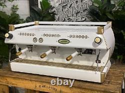 La Marzocco Gb5 3 Group Espresso Coffee Machine White & Gold W. Pesado Handles