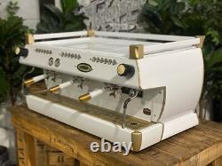 La Marzocco Gb5 3 Group Espresso Coffee Machine White & Gold W. Pesado Handles