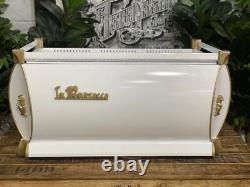 La Marzocco Gb5 3 Group Espresso Coffee Machine White & Gold W. Pesado Handles