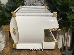 La Marzocco Gb5 3 Group Espresso Coffee Machine White & Gold W. Pesado Handles