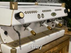 La Marzocco Gb5 3 Group Espresso Coffee Machine White & Gold W. Pesado Handles