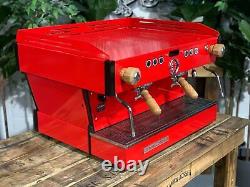 La Marzocco Linea Pb 2 Group Red & American Oak Timber Espresso Coffee Machine