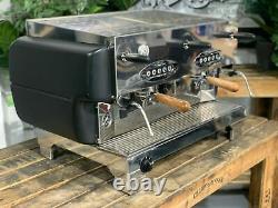 La San Marco 80e Liscia 2 Group Black & Timber Handles Espresso Coffee Machine