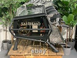 San Remo Cafe Racer 3 Group Naked Black Espresso Coffee Machine Commercial