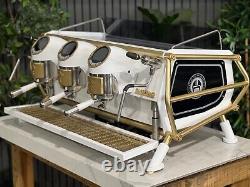 San Remo Cafe Racer 3 Group White & Gold Custom Espresso Coffee Machine Cafe