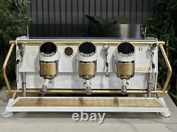 San Remo Cafe Racer 3 Group White & Gold Custom Espresso Coffee Machine Cafe