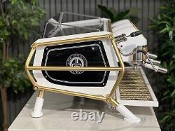 San Remo Cafe Racer 3 Group White & Gold Custom Espresso Coffee Machine Cafe