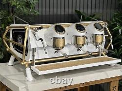 San Remo Cafe Racer 3 Group White & Gold Custom Espresso Coffee Machine Cafe