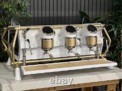 San Remo Cafe Racer 3 Group White & Gold Custom Espresso Coffee Machine Cafe