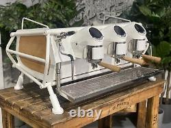 San Remo Cafe Racer 3 Group White & Timber Espresso Coffee Machine Commercial