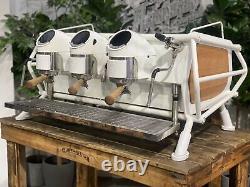 San Remo Cafe Racer 3 Group White & Timber Espresso Coffee Machine Commercial