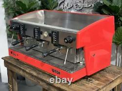 Wega Atlas Evd 3 Group Bright Red Espresso Coffee Machine Commercial Cafe Latte