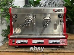 Wega Vela 2 Group Red Espresso Coffee Machine Custom Commercial Cart Cafe Barist