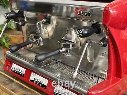 Wega Vela Low Cup 2 Group Red Espresso Coffee Machine Commercial Cafe Latte Bar