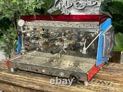 L'dorio Atlas Vintage Lever 2 Groupe Red & Blue Espresso Machine À Café